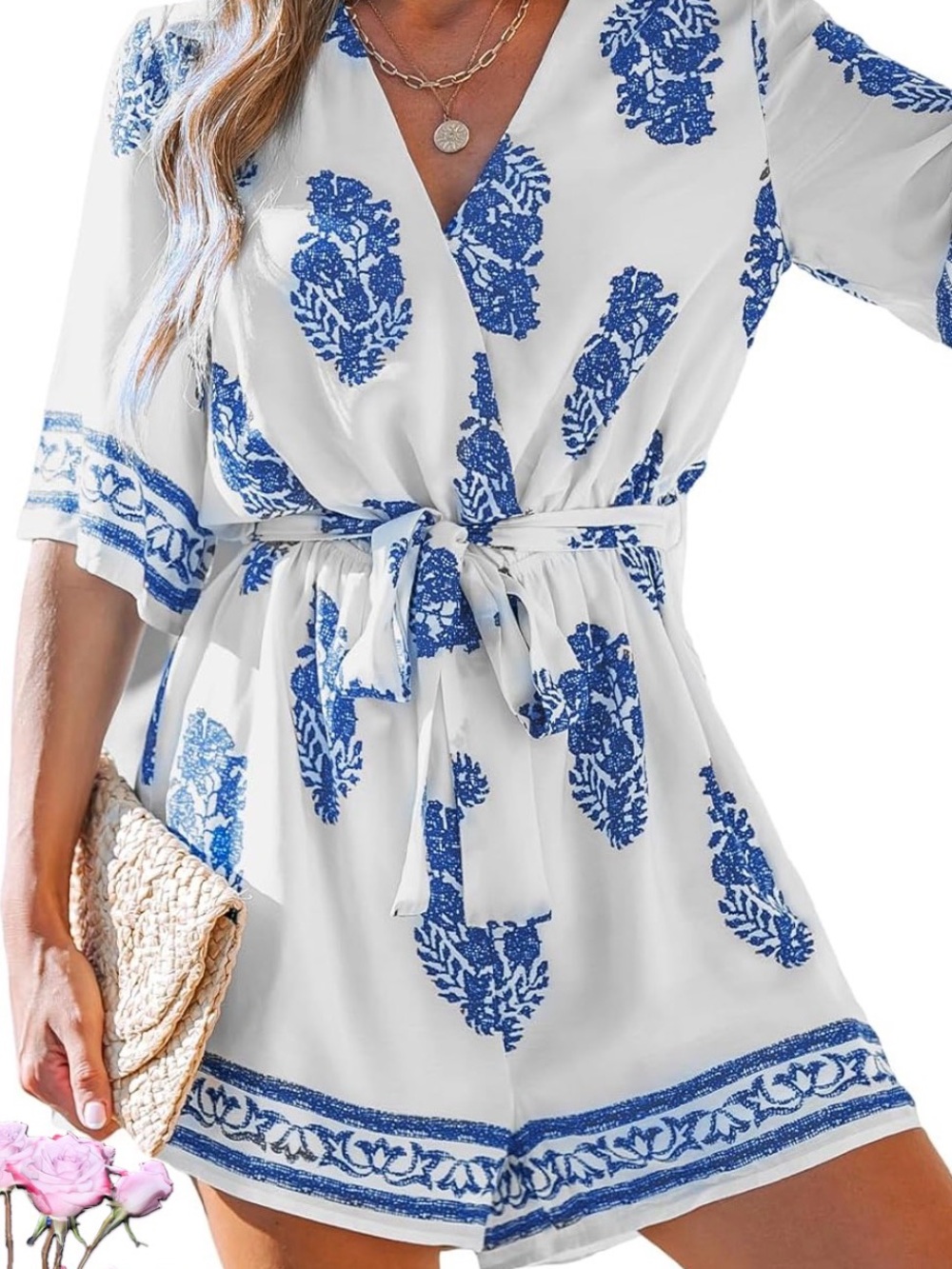 💘BNWT💘 Blue & White Printed Wrap Romper